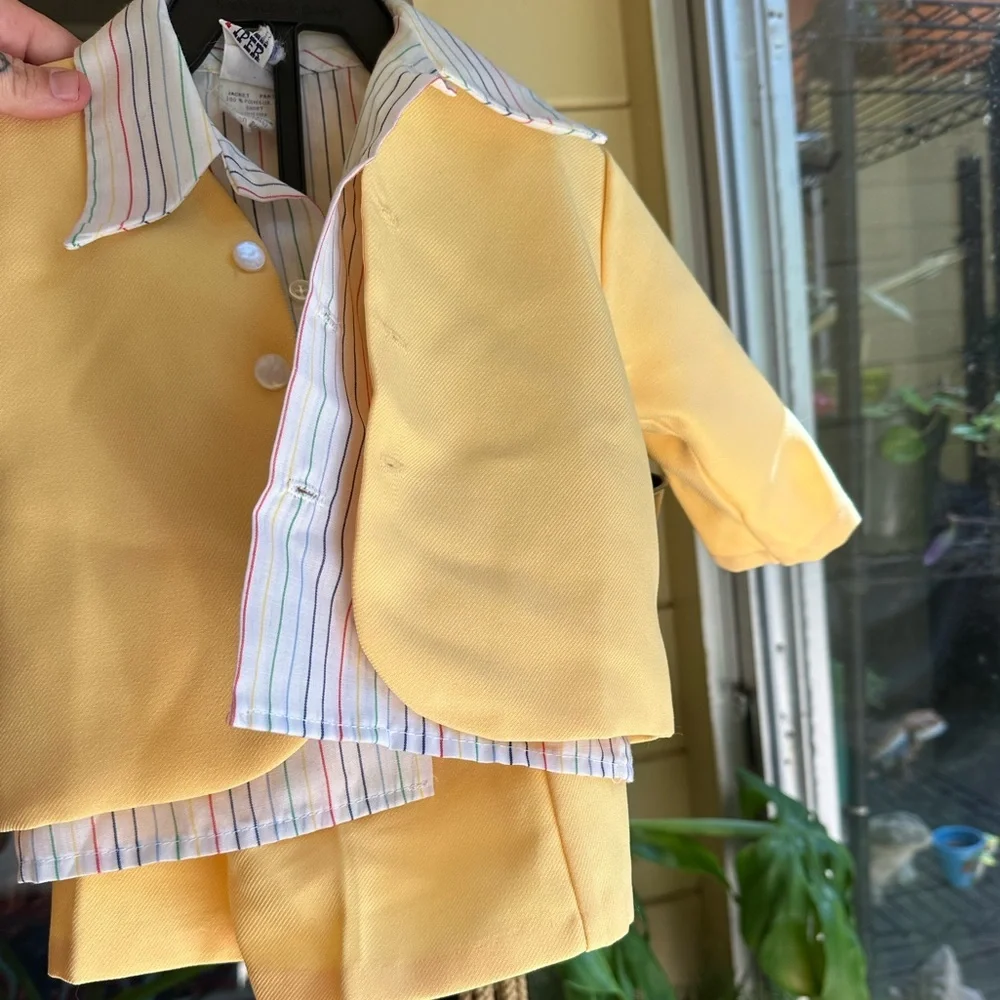 Yellow Kids Matching Set with Striped Shirt